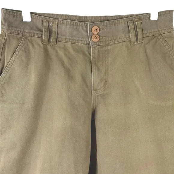 London & London Canvas Bermuda Mid Rise Jeans Shorts Straight Leg Size 10 Khaki - Picture 3 of 10